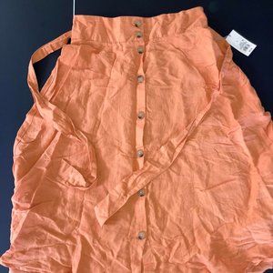 A New Day orange linen skirt NWT